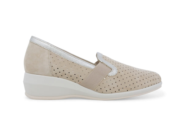 Melluso Slip-on Donna Comfort Zeppa Camoscio Traforato Beige R30618Z-251284